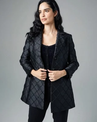 NEW - Etcetera Quadrant  – Structured Black Diamond Quilt Blazer Coat - Sz 2 - Image 1 of 4