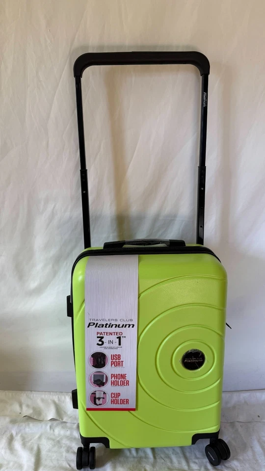 Travelers Club Platinum Estuche Rígido Equipaje de Mano 20" USB Portavasos Verde Lima Foto 1 de 4