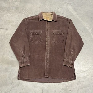 Vintage St. John's Bay Mens L Shirt Burgundy Heavyweight Corduroy Faded Grunge - Picture 1 of 9