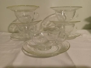 Sheaves Of Wheat Anchor Hocking Fire King Glass 5 Teacup & Saucer Set See... - Picture 1 of 13