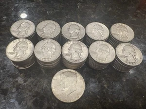Silber Washington Viertel Lot 100 + eine 64 Hälfte zirkuliert einige!! - Bild 1 von 3