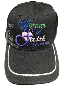 Gorra Mujer de Fe Proverbios Jesús Cristiano Negra Bordada GORRA NUEVA-Etiquetas - Imagen 1 de 4