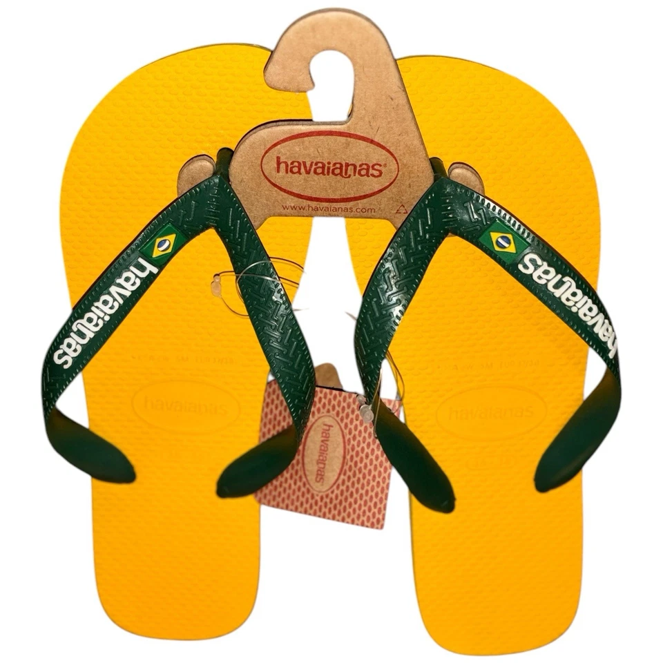 Havaianas Women Kids Flip Flops Yellow Green Brazil Beach Sandals U.K. 3 EU 35.5 - Image 1 of 3