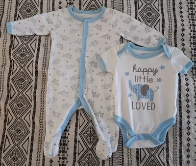 Paquete de 2 prendas de dormir a presión y manga corta con patas de 0-3 meses Duck Duck Goose Foto 1 de 3