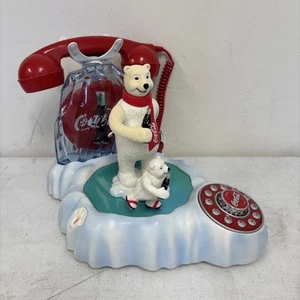 2000 Coca-Cola Animated Musical Light-up Telephone Polar Bears Ice Skating Works - Picture 1 of 11