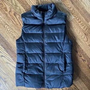 Uniqlo Feather Down Puffer Vest Mens M Black Full Zip Pockets  - Picture 1 of 9