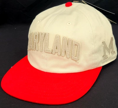 NEW University of Maryland Terps Under Armour UA Beige Red Cap Hat Adult OSFM - Image 1 of 4