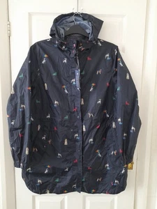 Joules Golightly Navy Blue Rainbow Dog Lightweight Packable Raincoat Size 18 - Picture 1 of 11