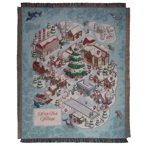 Manta de Tapiz Tejida Mapa North Pole Village 50" x 60" (Santa Navidad) - Imagen 1 de 6
