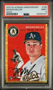 2023 Topps Chrome Platinum Anniversary Mason Miller Toile Cream Gold /50 PSA 9 - Picture 1 of 3