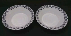 Lot 2 Retired Ikea Bowls Scandinavian White Blue Trim Design Cereal Soup Salad - Picture 1 of 7
