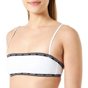 Calvin Klein Top Bikini a Fascia Donna Imbottito, Bianco (PVH Classic White), SS - Foto 1 di 4