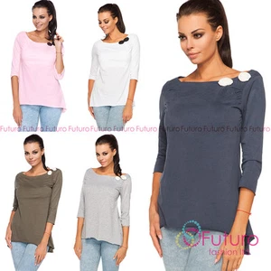 Blusa túnica camisa top asimétrica con rosas manga 3/4 para mujer talla 8-12 FT2111 - Imagen 1 de 10