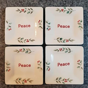 Set 4 Piatti Antipasti Quadrati Pfaltzgraff Winterberry 5 1/2" "Pace" RITIRATI - Foto 1 di 4