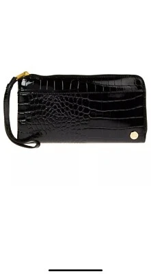 Бумажник дорожный Samantha Brown To-Go Croco с радиочастотной идентификацией и ремешком на запястье черный новый с ценниками - Изображение 1 из 3