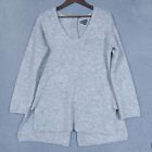 Point Sur Sweater Women's Medium Gray V-Neck High-Low Oversized Buttons on Back