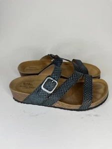 Spring Step Sandals Women Sz 39 US 8 Slip On Wedge Buckle Slide Black Ashy - Picture 1 of 19