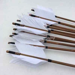Für Recurve Traditional Langbogen 6/12 Stück Chery Bambuspfeile mit schwarzen Nocken - Bild 1 von 26