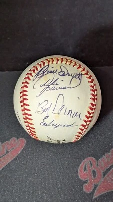 Ed Lynch Brian Dayett Bob Dernier Andre Dawson Signed Autograph Baseball PSA COA - Image 1 of 4