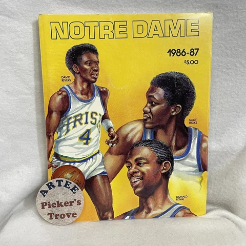 1986-87 Notre Dame Basketball Official Yearbook Media Guide with Ticket Stub Cover