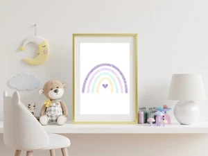 Rainbow heart A4 wall print available in multiple colour options - Picture 1 of 9