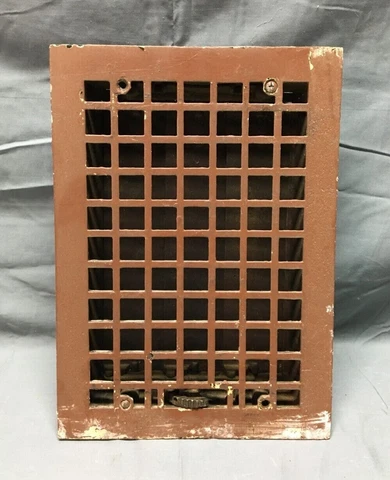 Antique Cast Iron Heat Grate Register Brown 8x12 Decorative VTG Old 671-22B Cover