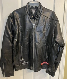 Diamond Plate Buffalo Leather Men's Motorcycle Jacket Size M Live to Ride - Picture 1 of 11