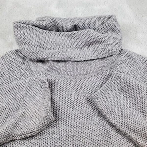 Benedetta B. Italian Wool Cashmere Sweater Womens Lg Grey Waffle Knit Turtleneck - Picture 1 of 6