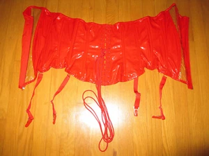 LEDAPOL CORSET BUSTIER RED LACE-UP ZIP SHAPE WEAR FETISH POLYAMID WOMENS LARGE - Picture 1 of 8