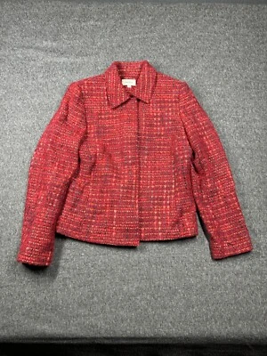 Chaqueta Neiman Marcus Exclusiva para Mujer Talla 8 Roja Mezcla de Lana Forrada Foto 1 de 4