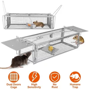 Large 2-Door Rat Trap Cage Humane Live Animal Trap for Chipmunks Mouse Rodents - Picture 1 of 13