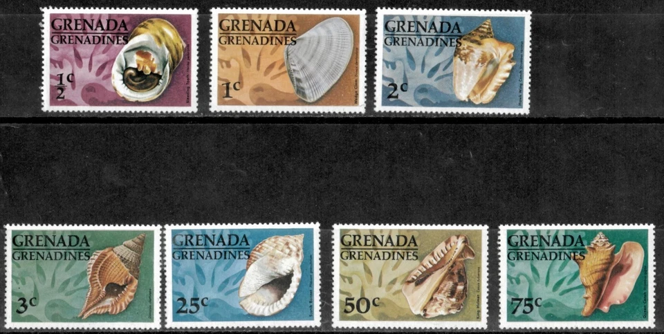Grenadines 1976 - Seashells - Set of 7 Stamps - Scott #137-43 - MNH - Image 1 of 1