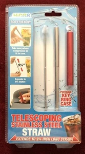 HiDR8 Telescoping Stainless Steel Straw with Brush and Key Ring Metal Case NIP - Picture 1 of 8