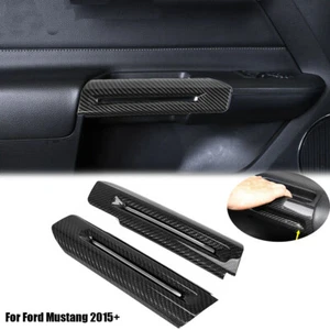 2pcs Interior Door Handle Trim Cover Frame for Ford Mustang 2015+ Carbon Fiber - Picture 1 of 13
