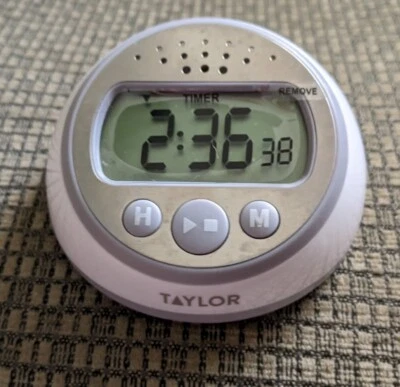 Taylor Super Loud 95DB 数字厨房烹饪计时器 台面 白色 银色 — 第 1/4 张图片