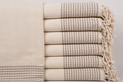 Toalla de playa con monograma, toalla beige claro, toalla a rayas, 36"x69" Foto 1 de 4