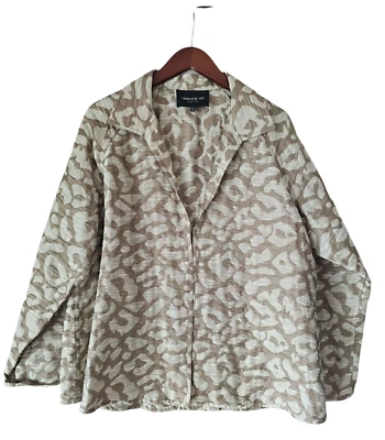 Lafayette 148 Jacket Size 1X Zineb Topper Animal Print Lightweight Neutral Beige - Image 1 of 4