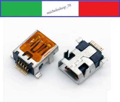 connettore a saldare mini USB femmina 4 fissaggi 10pin 180° PCB/SMT - Immagine 1 di 4