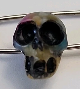 Antique Rare Skull Shaped Diminitive Button, Multicolor - Picture 1 of 6