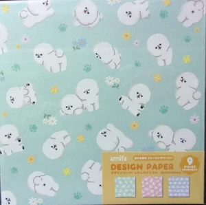 Papel de origami de calco diseño 3 sello animal blanco amifa Japón 9 hojas - Imagen 1 de 3