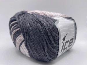 Mona Lisa Grey Pale Powder Pink 81598 Ice Yarns 100gr 174yds 100% Cotton DK Yarn - Picture 1 of 7