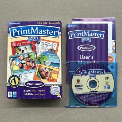 PrintMaster 2011 Platinum (PC / Mac DVD-ROM Box Set Windows) Broderbund Project - Image 1 of 4