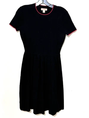Vestido Brooks Brothers Rojo Polar Para Mujer XS Negro Tejido Ajuste Acampanado Plisado Patinador Foto 1 de 4