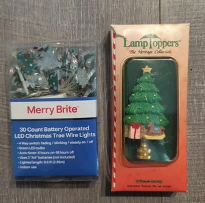 Lot/2-Lamp Topper Christmas Tree W/ Gifts & LED 30 Ct Christmas Tree Wire Lights - Picture 1 of 13