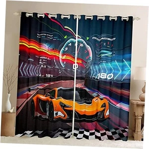 Race Car Window Curtains Bedroom Living Room 42"W x 63"L (Pack of 2) Multi 38 - Picture 1 of 7