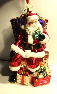 Retired Christopher Radko Cookies For Santa Glass Ornament 6.75" - Picture 1 of 2