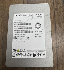 SK hynix PE8110 960GB U.2 DELL SSD PCIE4.0 Gen4 PN 026WJ0 HFS960GEETX099NBG - Afbeelding 1 van 2
