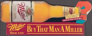 Miller High Life Beer Your Best Comes Shining Through tent card ca 1990s - Picture 1 of 1