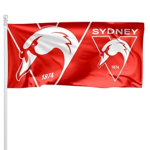 AFL Sydney Swans Pole Flag LARGE 1800x900mm Licensed (Pole not included) - Picture 1 of 1