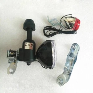 Bicycle Motorized Bike Friction Generator Dynamo Kit Head Tail Rear Light Lamp - Picture 1 of 1